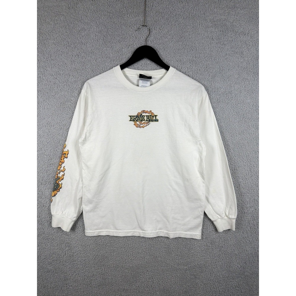 Ernie Ball Shirt Men M White Long Sleeve Guitar Music California Faded Y2K Flame